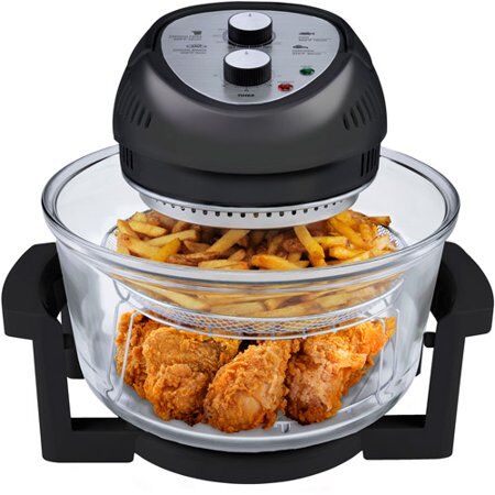 Big Boss 16 Quart 1300-Watt Oil-less Air Fryer 1 Big Boss 16 Quart 1300-Watt Oil-less Air Fryer & Tabletop Convection Oven, Easy Operation with Built In Timer, Includes 50 Recipe Cookbook, Black, As Seen on TV