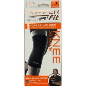 Copper Fit 2.0 Freedom Knee Sleeve, Copper Infused Compression Sleeve w/ Contour Design, 2 PACK Knee Sleeve, As Seen on TV